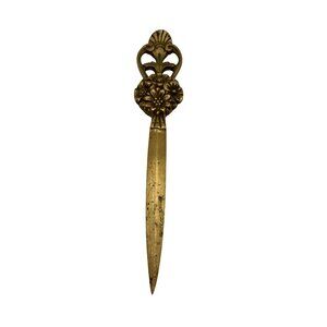 Antique Brass Floral Design Letter Opener Victorian